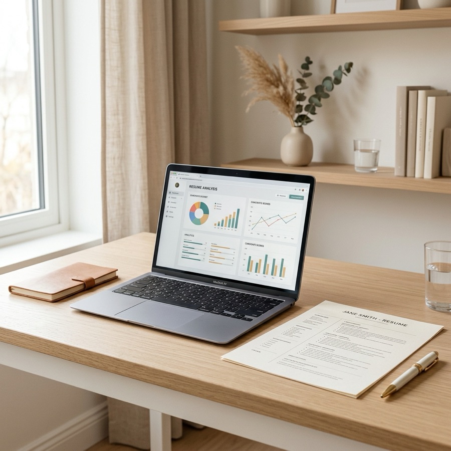 Laptop hiển thị biểu đồ phân tích CV